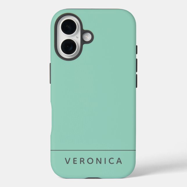 Stylish Modern Mint Green Personalized Name  Case-Mate iPhone Case (Back)