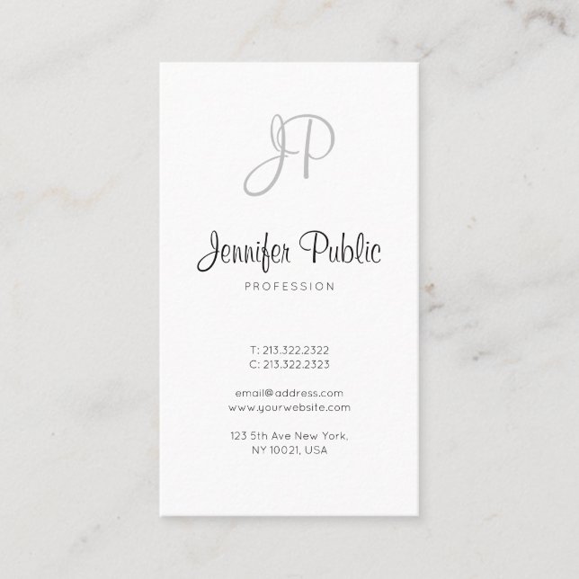 Stylish Modern Monogram Calligraphy Simple Design Business Card (Front)