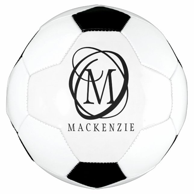 Stylish Modern Monogram Name Football (Front)