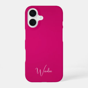 Stylish Modern Monogrammed Bright Pink iPhone 16 Case