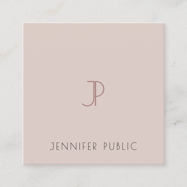 Stylish Modern Monogrammed Template Personalised Square Business Card (Front)
