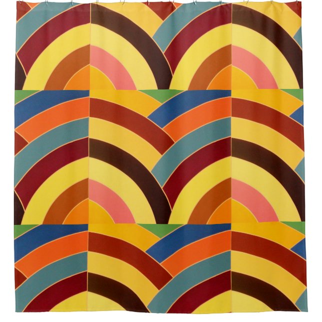 stylish modern multi-colour chevrons pattern shower curtain (Front)