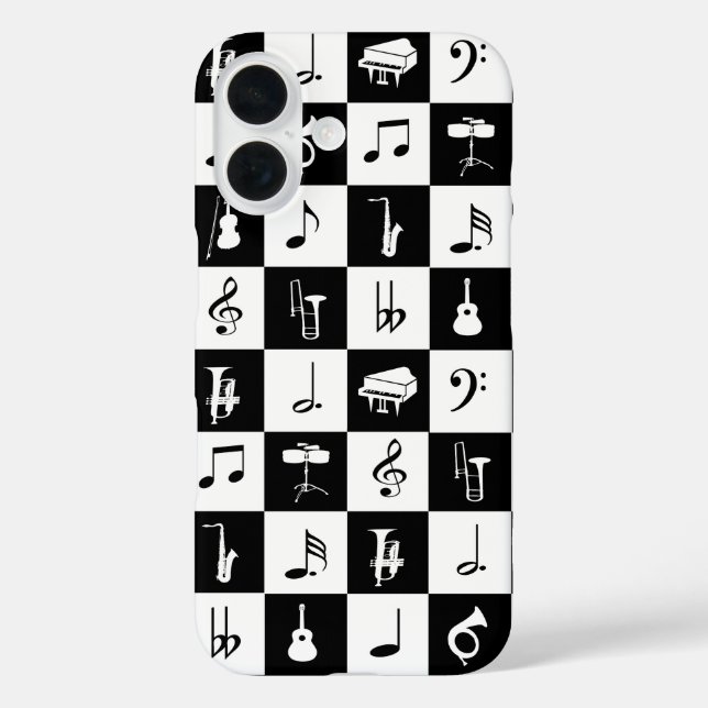 Stylish Modern Music Notes and Instruments Case-Mate iPhone Case (Back)