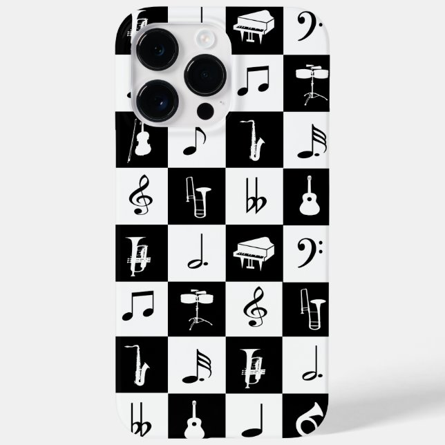 Stylish Modern Music Notes and Instruments Case-Mate iPhone Case (Back)