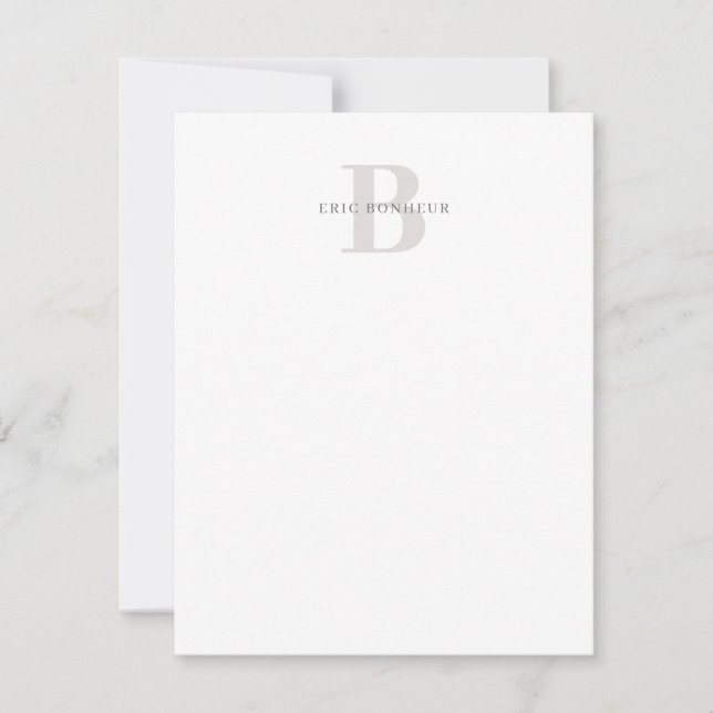 Stylish Modern Name & Monogram Card (Front)