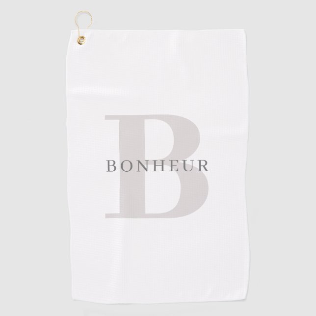 Stylish Modern Name & Monogram Golf Towel (Front)