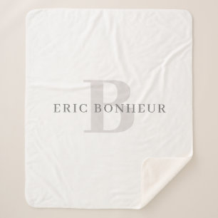 Stylish Modern Name & Monogram Sherpa Blanket
