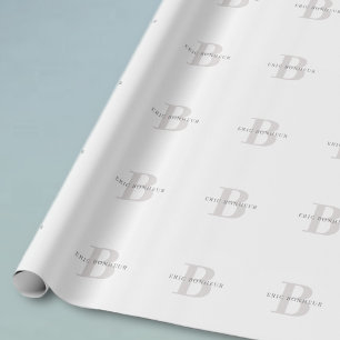Stylish Modern Name & Monogram Wrapping Paper