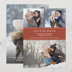 Stylish Modern Photo Collage Terracotta Save The Date