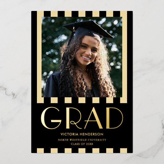 Stylish Modern Photo Graduation Party Gold (Front)