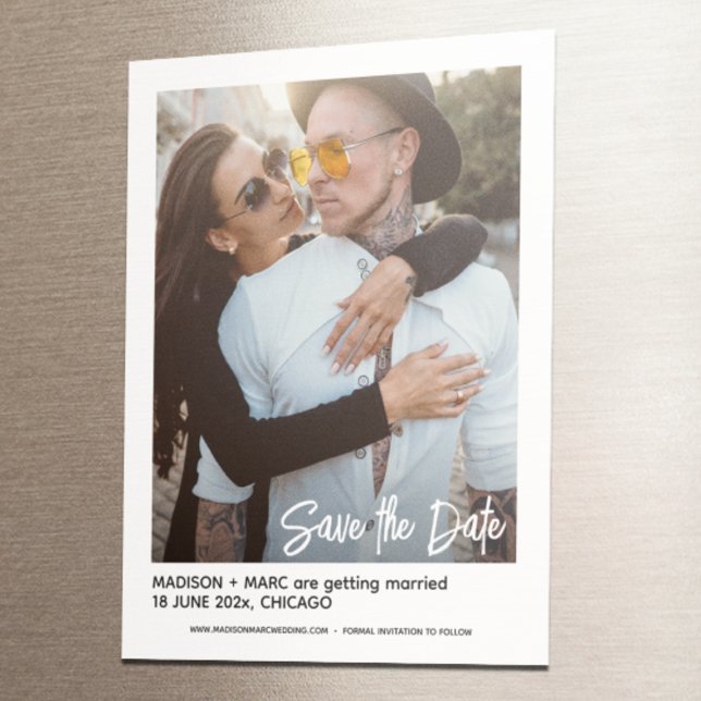 Stylish Modern Photo Save the Date Magnet Card (Creator Uploaded)