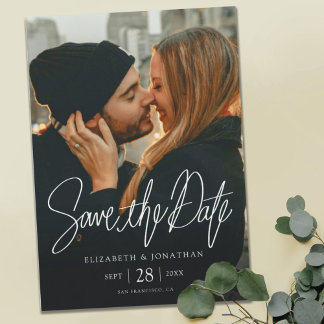 Stylish Modern Photo Save the Date Wedding Magnetic Invitation
