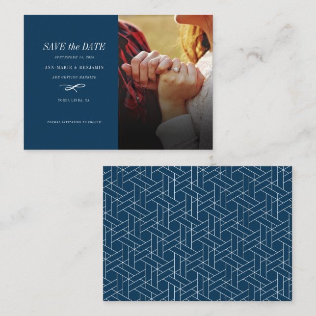 Stylish Modern Photo Wedding Save The Date Card (Front/Back)