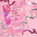 Stylish Modern Pink Balloons 30th Birthday Party Invitation<br><div class="desc">Stylish and modern personalised birthday party invitation design featuring hot pink balloons,  stars and sparkles on an abstract pink background.</div>