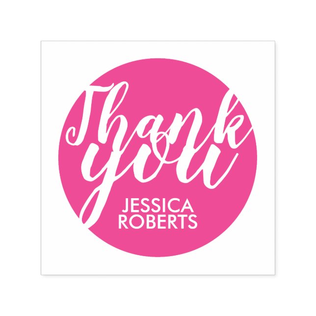 Stylish Modern Pink Thank You Self Inking Stamp (Design)