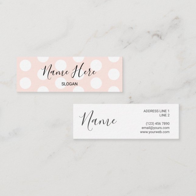 Stylish Modern Polka Dot Mini Business Cards (Front/Back)