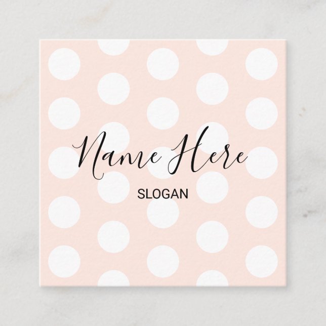 Stylish Modern Polka Dot Square Business Cards (Front)