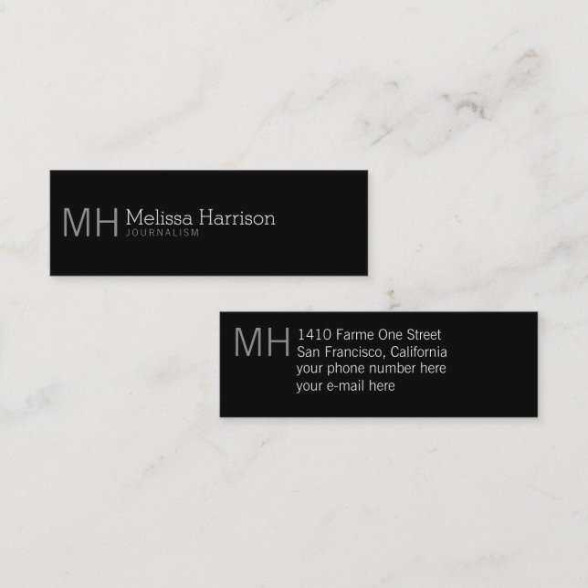 stylish & modern professional black mini business card (Front/Back)