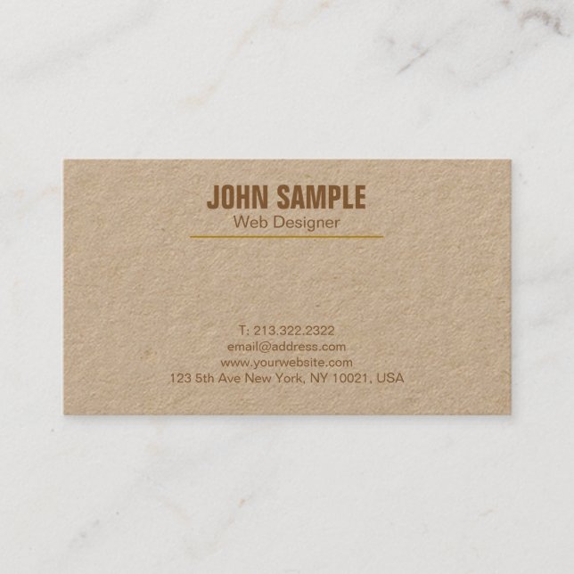 Stylish Modern Professional Elegant Brown Business Card (Front)