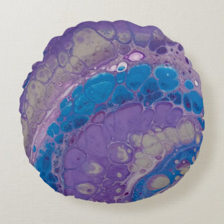 Stylish Modern Purple Blue Grey Abstract Round Cushion