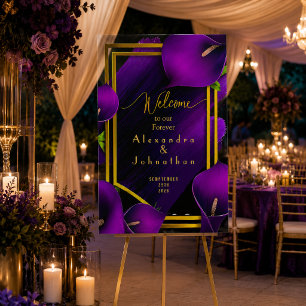Stylish Modern Purple Calla Lily Faux Stroke Acrylic Sign