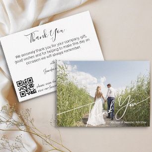 stylish modern qr code wedding photo  thank you card