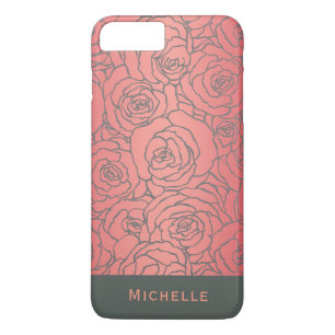 Stylish Modern Rose Pattern with Your Name iPhone 8 Plus/7 Plus Case