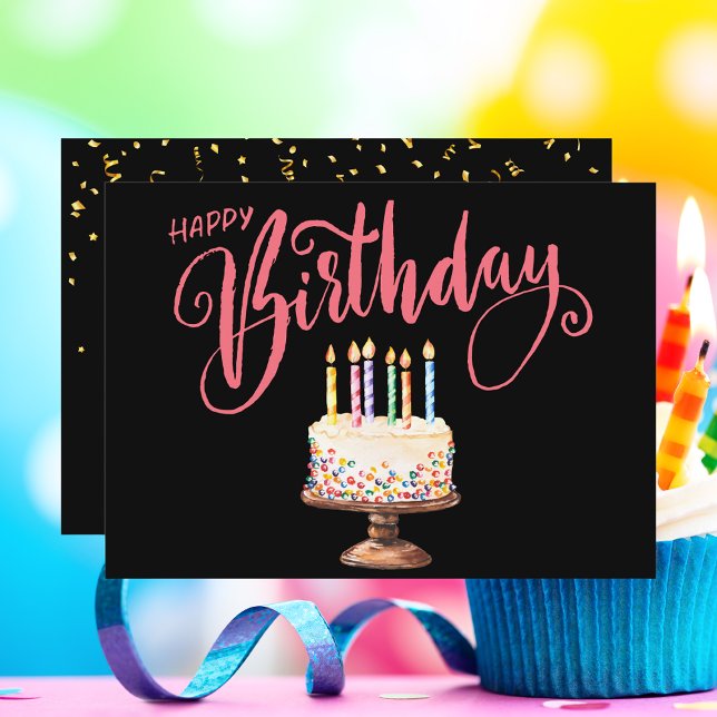 Stylish Modern Script Colourful Happy Birthday  Card (Creator Uploaded)