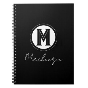 Stylish Modern Script Monogram Office 3 Ring Binde Notebook