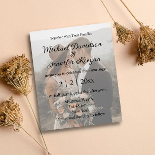 stylish modern script photo wedding invitation flyer