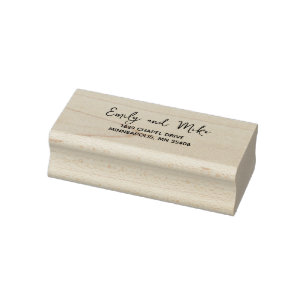 Stylish Modern Script Return Address Wood  Rubber Stamp