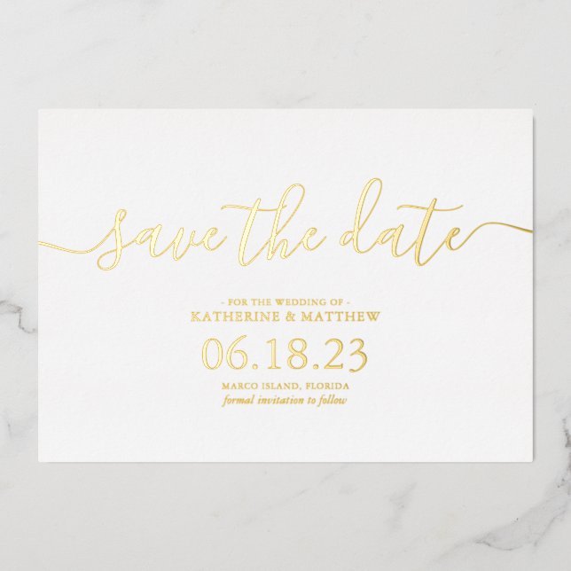 Stylish Modern Script Wedding Save the Date (Front)