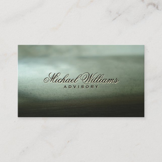 Stylish modern, silver steel business card (Front)