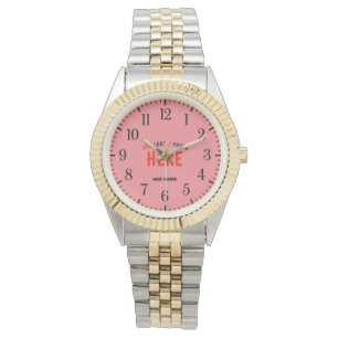 STYLISH MODERN SILVERY GOLDEN SALMON PINK BRANDED WATCH