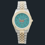 STYLISH MODERN SILVERY GOLDEN TEAL GREEN BRANDED WATCH<br><div class="desc">THIS IS A DESIGN FITTING FOR EVERYONE.YOU CAN CHANGE, RESIZE OR ADD LOGO, PHOTO, TEXT AND COLOURS THE WAY YOU LIKE.THANK YOU.</div>