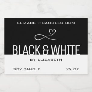 Stylish Modern Simple Plain Black White Candle & Food Label