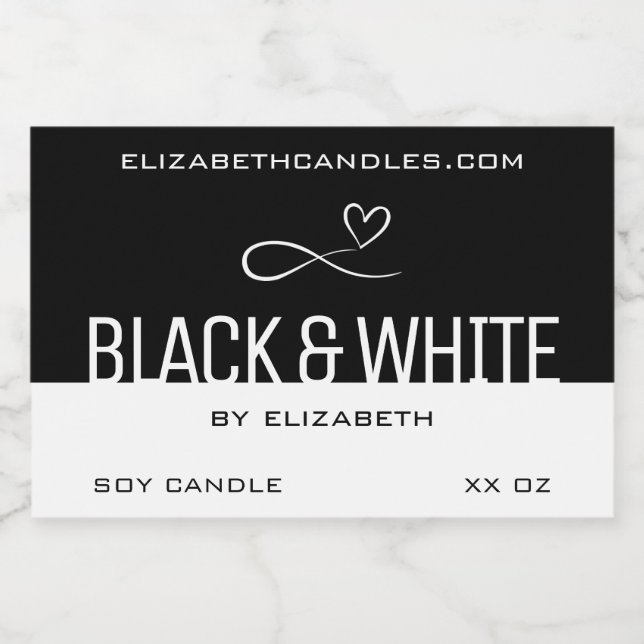 Stylish Modern Simple Plain Black White Candle & Food Label (Single Label)