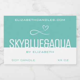 Stylish Modern Simple Plain Teal White Candle & Food Label