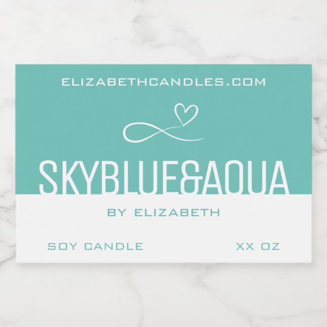 Stylish Modern Simple Plain Teal White Candle & Food Label (Single Label)