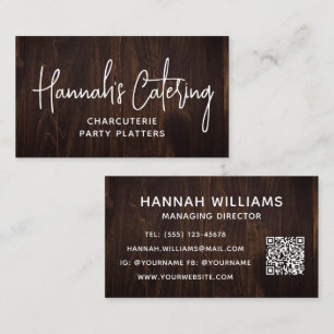 Stylish Modern Simple Wood Elegant Script Catering Business Card