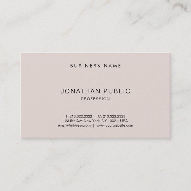 Stylish Modern Sleek Design Professional Trendy Business Card (Front)
