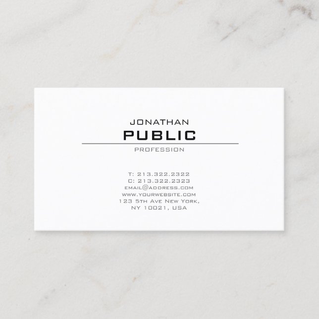 Stylish Modern Sleek Design Trendy Creative Plain Business Card (Front)