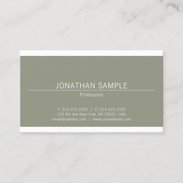 Stylish Modern Sleek Design Trendy Plain Luxury Business Card (Front)