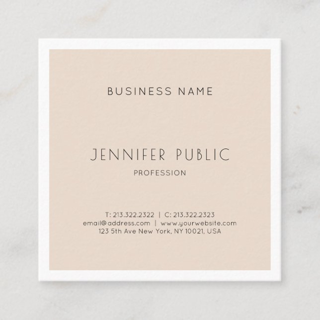 Stylish Modern Sleek Graphic Design Professional Square Business Card (Front)