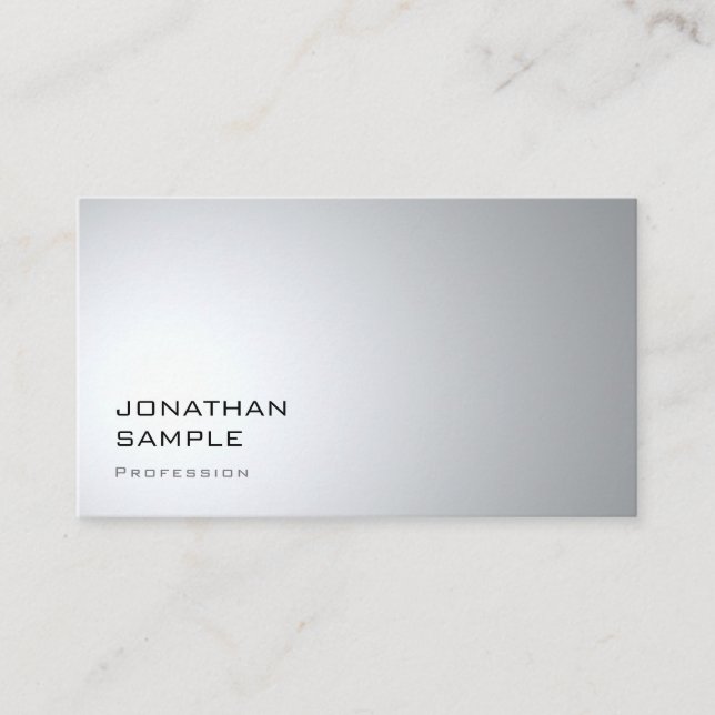 Stylish Modern Sleek Plain Silver Professional Business Card (Front)