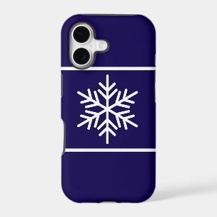 Stylish Modern Snowflake Stripes On Navy Blue