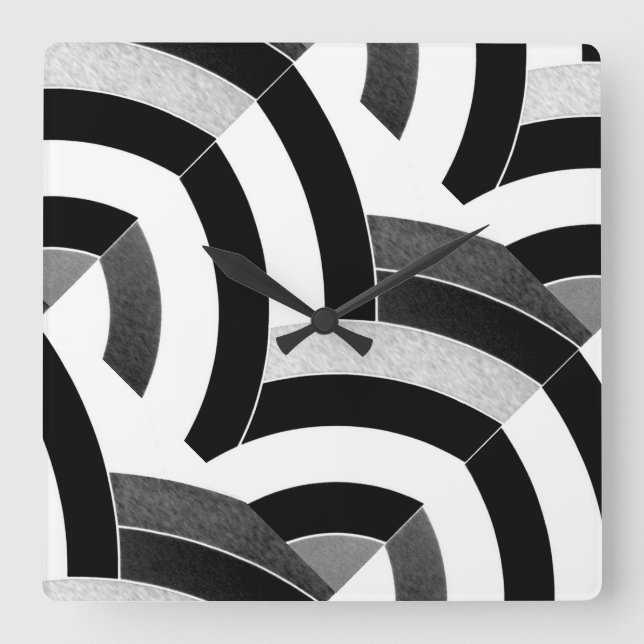 stylish modern sophisticated chevrons square wall clock (Front)