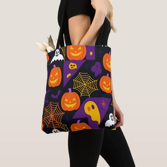 Stylish modern spooky colourful Halloween Tote Bag (Close Up)