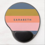 Stylish Modern Stripes in Pretty Earth Tones Name  Gel Mouse Mat<br><div class="desc">A simple stylish and colourful design of fun stripes in a cute earth tone colour palette of navy blue,  coral,  pink,  and green,  personalised with name or wording of your choice.</div>