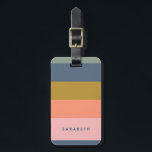 Stylish Modern Stripes in Pretty Earth Tones Name Luggage Tag<br><div class="desc">A simple stylish and colourful design of fun stripes in a cute earth tone colour palette of navy blue,  coral,  pink,  and green,  personalised with name or wording of your choice.</div>